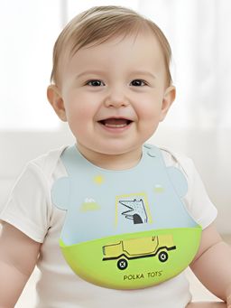 Polka Tots - Blue Printed Silicone Bib