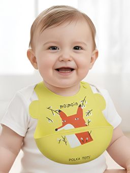 Polka Tots - Mustard Printed Silicone Bib