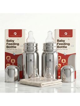StarAndDaisy - Silver Solid Stainless Steel Feeding Bootle (Pack of 2)