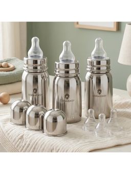StarAndDaisy - Silver Solid Stainless Steel Feeding Bootle (Pack of 3)