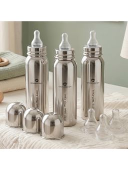 StarAndDaisy - Silver Solid Stainless Steel Feeding Bootle (Pack of 3)
