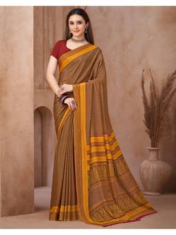 SATRANI - Yellow Printed Crepe Saree