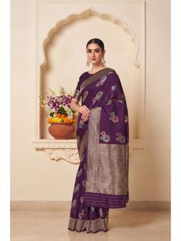 Monjolika Fashion - Purple Banarasi Soft Silk Saree
