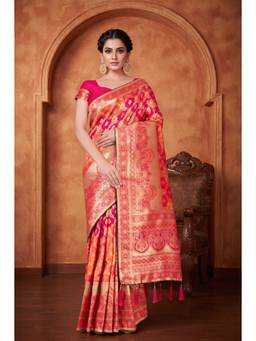 Monjolika Fashion - Multi-Color Banarasi Soft Silk Saree