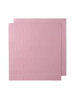Kuber Industries - Easy To Peel Foam Brick Pattern 3D Wallpaper For Walls Pack Of 2 Sheets-Pink