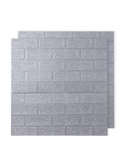 Kuber Industries - Easy To Peel Foam Brick Pattern 3D Wallpaper For Walls Pack Of 2 Sheets-Grey