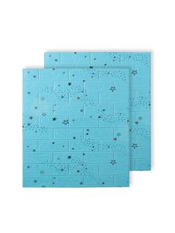 Kuber Industries - Easy To Peel Foam Brick Pattern 3D Wallpaper For Walls Pack Of 2 Sheets-Blue