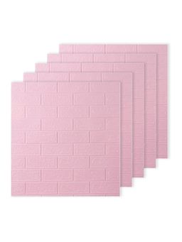 Kuber Industries - Pink Foam Brick Pattern 3D Wallpaper For Walls Pack Of 5 Sheet