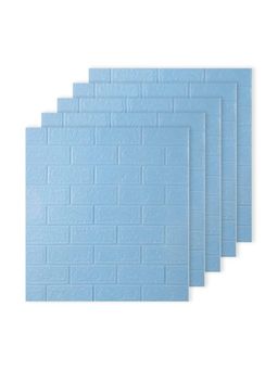 Kuber Industries - Blue Foam Brick Pattern 3D Wallpaper For Walls Pack Of 5 Sheet