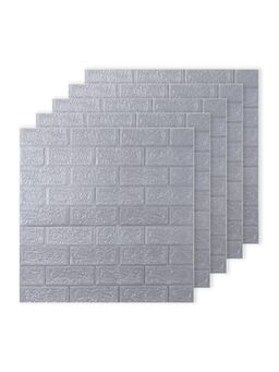 Kuber Industries - Grey Foam Brick Pattern 3D Wallpaper For Walls Pack Of 5 Sheet