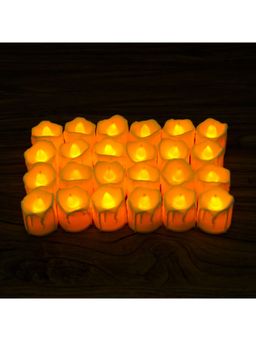 Kuber Industries - Flameless Yellow Light Battery Operated White Led Candles (Pack of 24)