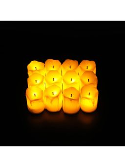Kuber Industries - Flameless Yellow Light Battery Operated White Led Candles (Pack of 12)