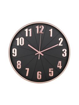 Kuber Industries - Fancy Watch Wall Clocks-Black & Rose Gold