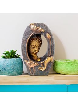 Kuber Industries - Polyresin Buddha Fountain For Home Decor With Led Lights-Multi-Colour
