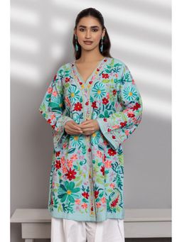 HOUSE OF KARI - Cotton Kashmiri Aari Sky Blue Jacket