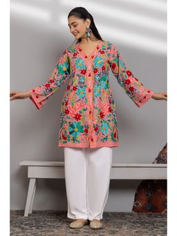HOUSE OF KARI - Cotton Kashmiri Aari Pink Jacket