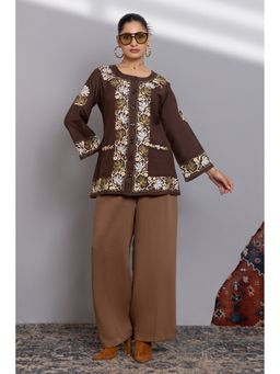 HOUSE OF KARI - Cotton Kashmiri Aari Brown Jacket