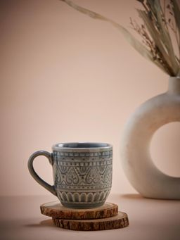 Fabindia - Pushp Embossed Coffee Mug Green