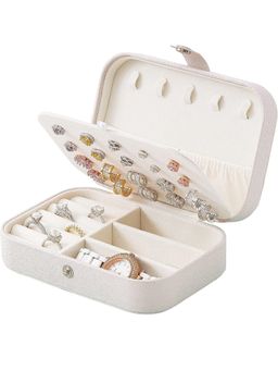 Awestuffs - White PU Leather Small Travel Jewellery Box