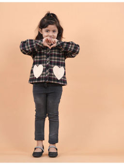 Avokiddos - Girls Black Happy Pockets Winter Overshirt