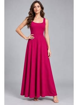 Twenty Dresses by Nykaa Fashion - Women Pink Solid Sleeveless Fit & Flare Midi Dress