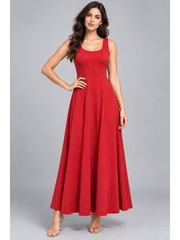 Twenty Dresses by Nykaa Fashion - Women Red Solid Fit & Flare Midi Dress
