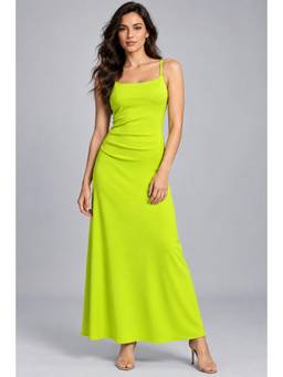 Twenty Dresses by Nykaa Fashion - Neon Green Bodycon Maxi Dress with Concealed Zip