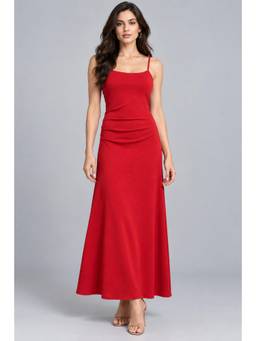 Twenty Dresses by Nykaa Fashion - Red Bodycon Maxi Dress with Concealed Zip