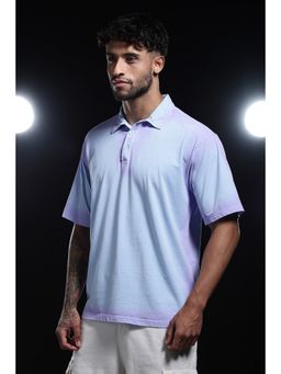 Eszett - Spray Paint Light Blue Oversized Polo T-Shirt