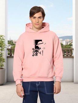 Glito - Peach Men Graphic Printed Sweatshirt Hoodie