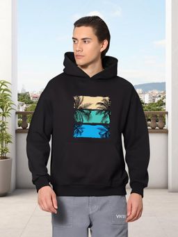 Glito - Black Men Graphic Printed Sweatshirt Hoodie