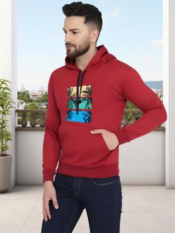 Glito - Maroon Men Graphic Printed Sweatshirt Hoodie