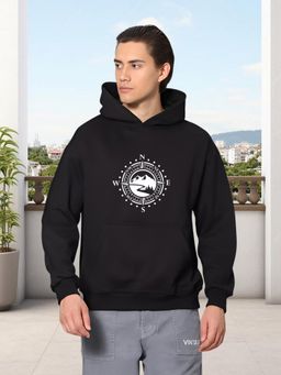 Glito - Black Men Graphic Printed Sweatshirt Hoodie