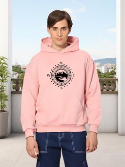 Glito - Peach Men Graphic Printed Sweatshirt Hoodie