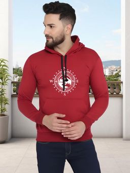 Glito - Maroon Men Graphic Printed Sweatshirt Hoodie