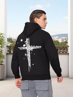 Glito - Black Men Graphic Printed Sweatshirt Hoodie