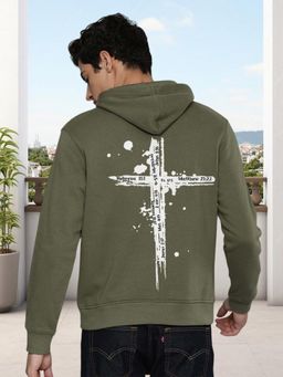 Glito - Olive Men Graphic Printed Sweatshirt Hoodie