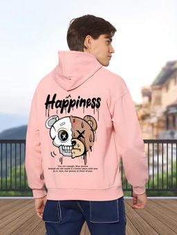 Glito - Peach Men Graphic Print Sweatshirt Hoodie