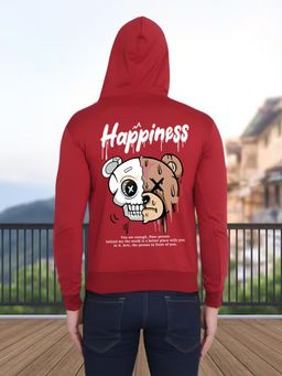 Glito - Maroon Men Graphic Print Sweatshirt Hoodie