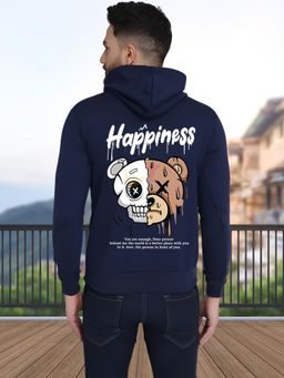 Glito - Navy Blue Men Graphic Print Sweatshirt Hoodie