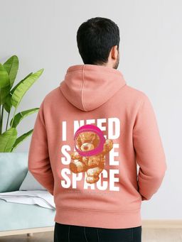 Glito - Peach Men Graphic Printed Sweatshirt Hoodie