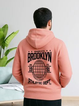 Glito - Peach Men Graphic Printed Sweatshirt Hoodie