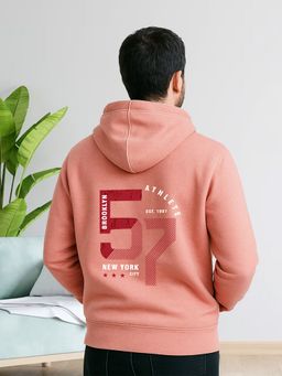 Glito - Peach Men Graphic Printed Sweatshirt Hoodie