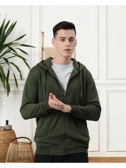 Glito - Green Men Solid Sweatshirt Zipper Hoodie