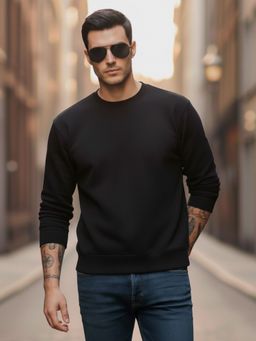 LEOTUDE - Black Full Sleeve Solid Men Sweatshirt