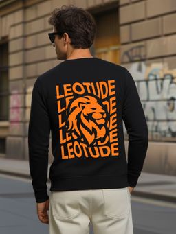 LEOTUDE - Black Full Sleeve Printed Men Sweatshirt