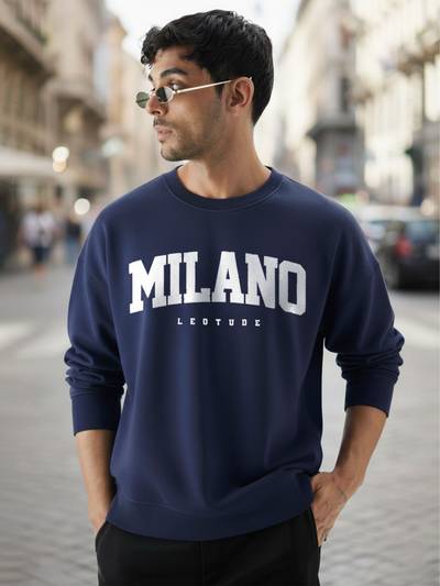 Blue Full Sleeve Printed Men Sweatshirt