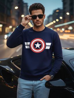 LEOTUDE - Blue Full Sleeve Printed Men Sweatshirt
