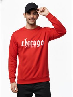 LEOTUDE - Red Full Sleeve Printed Men Sweatshirt