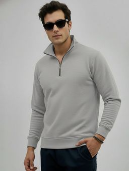 LEOTUDE - Grey Full Sleeve Solid Men Sweatshirt